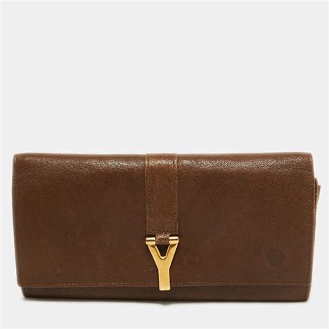 brown leather yves saint laurent wallet